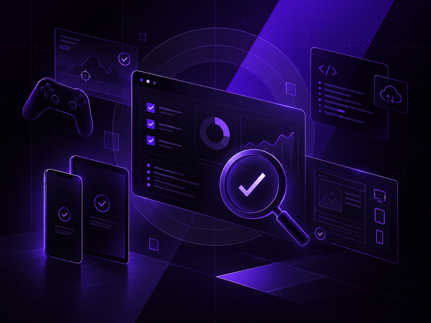 Abstract QA services illustration